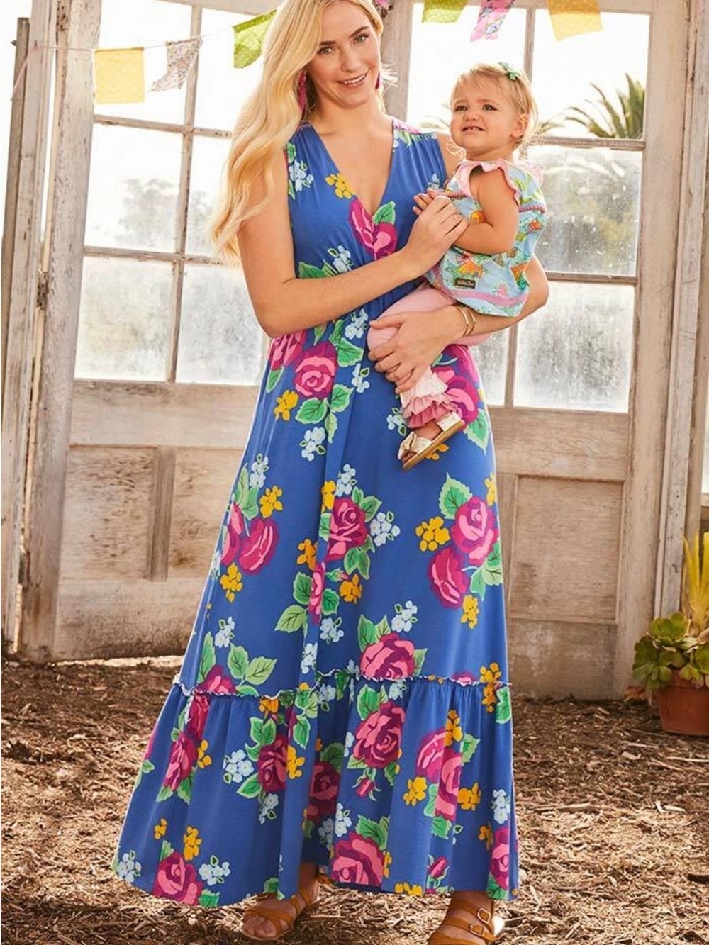Matilda Jane Dream Weaver Floral Maxi Dress Blue Rose M Pockets